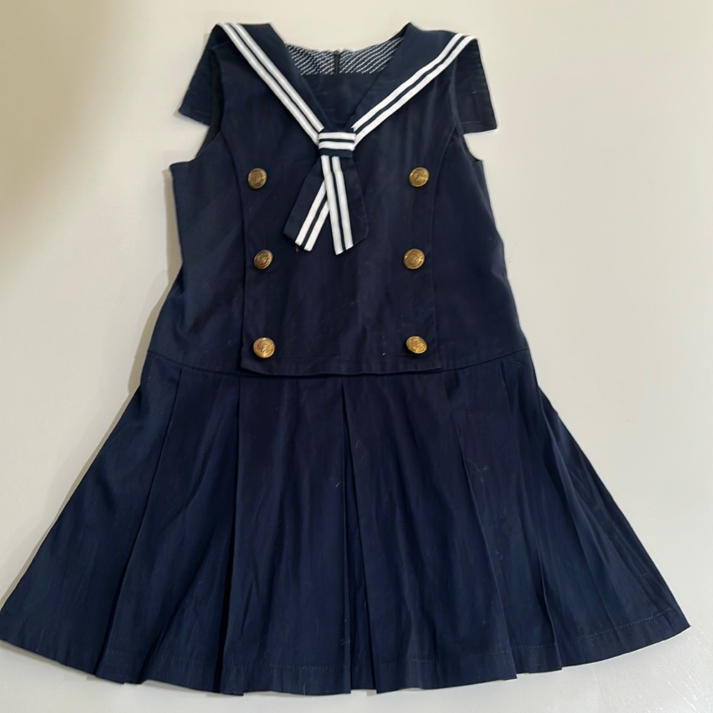 Lapin House Girls Navy Blue Sailor Sleeveless Party Dress